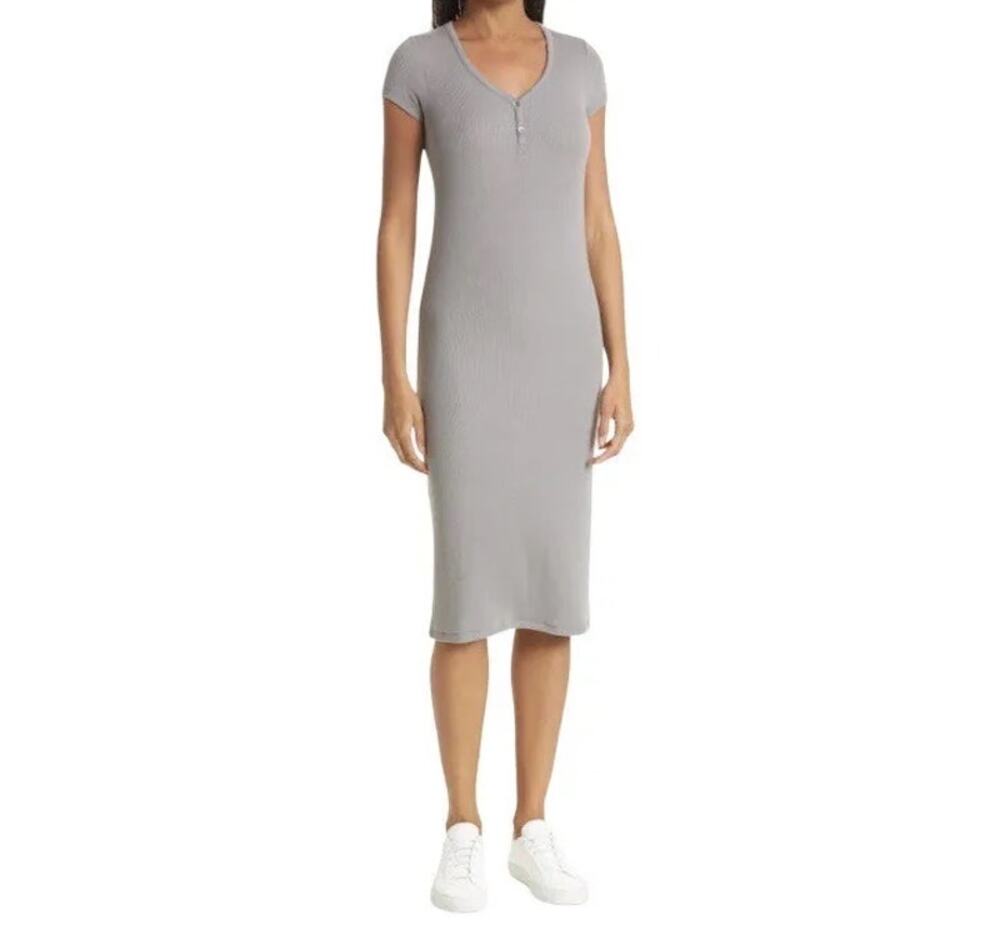 ATM Anthony Thomas Melillo Stretch Modal Ribbed Midi Dress Medium (b45 )
